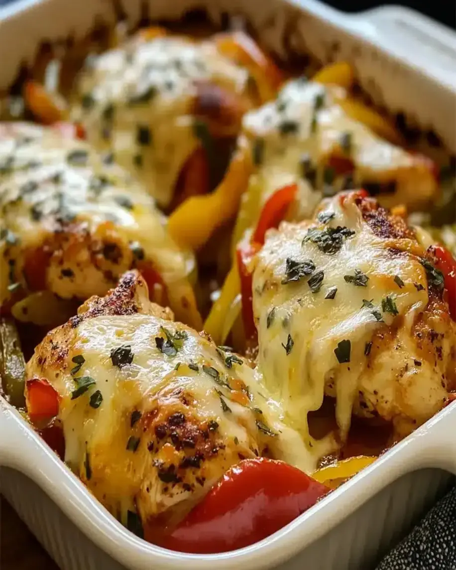 Spicy Monterey Jack Chicken Peppers Bake Easy Cheesy Delight