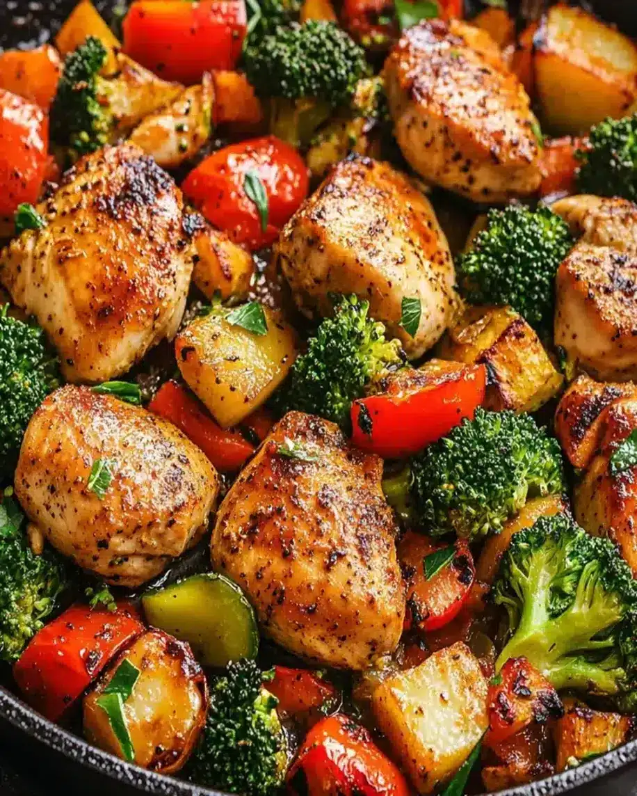 One Pot Chicken Veggies Skillet Easy Healthy Low Carb