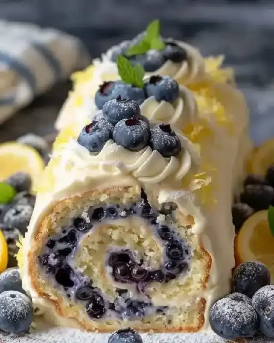 Lemon Blueberry Cake Roll Easy Delicious Recipe