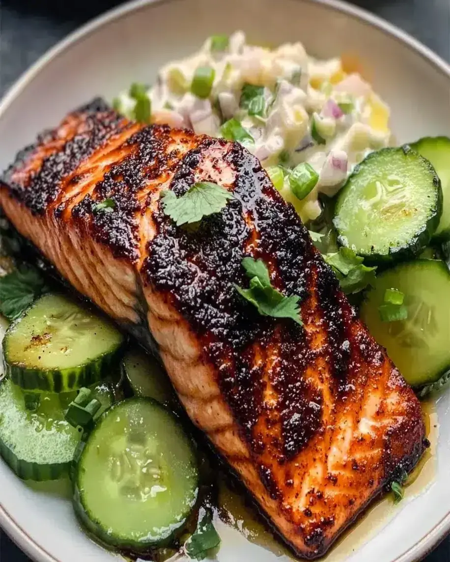 Blackened Miso Salmon with Coconut Cucumber Salad Easy Flavorful