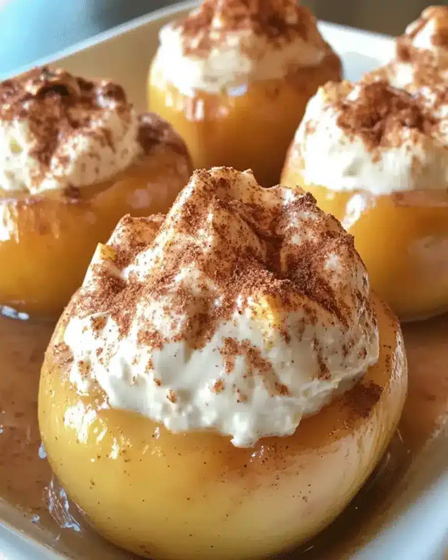 Warm Cinnamon Stuffed Apples with Creamy Cheesecake Filling